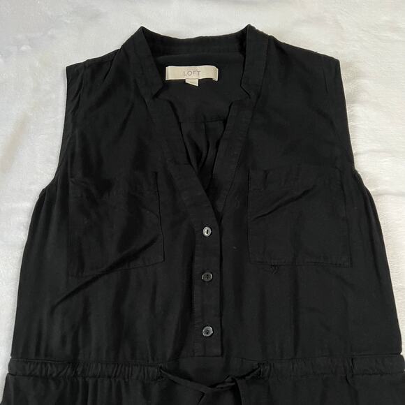 LOFT Sleeveless V-Neck Shirt Dress Size X-Small Knee Length Minimalist Casual - Picture 3 of 10